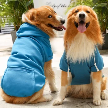 Köpek Giysileri Ceket Ceket kapüşonlu süveter Köpek Giysileri Fermuarlı Cebi ile pamuk Köpek Giysileri Spor Tarzı Köpek Giysileri