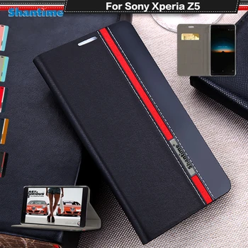 Lüks PU Deri Kılıf Sony Xperia Z5 Flip Case Sony Xperia Z5 telefon kılıfı Yumuşak TPU Silikon arka kapak