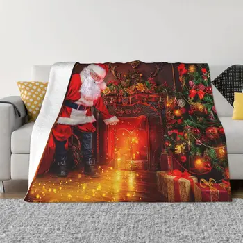 Merry Christmas Ağacı Battaniye Yeni Yıl Noel Baba Hediye Flanel Komik Sıcak Atmak Battaniye Ev için Sonbahar / Kış