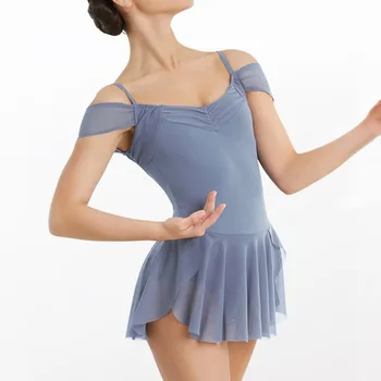 MiDee Grace Bale Leotard Elbise Kaşkorse Dantelli Yan Tulum Etek Modern Balera Lirik Jimnastik Dans Performansı Kostüm