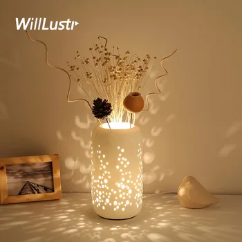 Modern Seramik Vazo masa lambası Çiçek Düzenleme masa lambası Otel Cafe Çalışma Oturma Odası Başucu Yaratıcı Porselen Aydınlatma