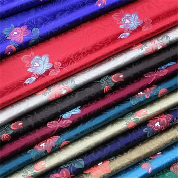 NEW33 Sarı / Yeşil / Mavi / Kırmızı Çiçek Nakış Çin Tarzı Jakarlı Brokar Kumaşlar Elbise / Dekorasyon DIY Dikiş Malzemeleri