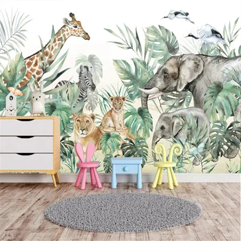 Orman Hayvanları Zürafa Çocuk Yatak Odası Duvar Dekoratif Duvar Kağıdı Su Geçirmez Özel Boyut Odası Arka Plan Estetik Döşeme Duvar