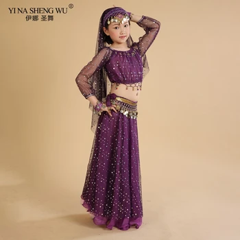 Oryantal Dans Elbise Bollywood Hint Oryantal Dans Kostümleri Çocuklar için 7 adet Çocuk Seksi Oryantal Dans Giyim Oryantal Dans Sahne için