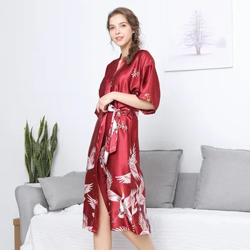 Pijama kız sonbahar nedime kırmızı sabahlık uzun kadın moda ev giyim pijama