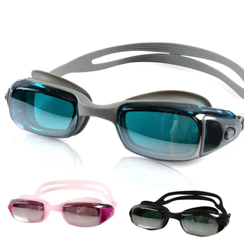 Piscina Profesyonel Yüzmek Gözlük Anti Sis Uv Kaplama Gözlük Elektrolizle Aynalı Gözlük Yetişkin Erkekler Veya Büyük Çerçeve Su Geçirmez