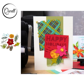 QWELL Holly Atatürk Çiçeği Yeşillik Noel Süs Metal Kesme Ölür Kalıp Bıçak DIY Scrapbooking kraft el işi kağıdı Kart Yapımı 2022