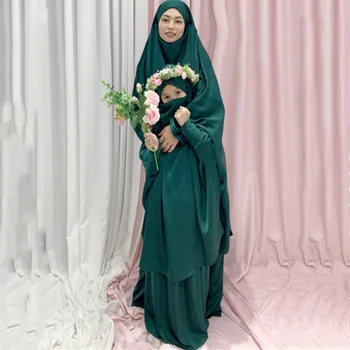 Ramazan Müslüman 2 Parça Set Namaz Başörtüsü Elbise Konfeksiyon Jilbab Kadın Kapşonlu Abaya Tam Kapak Jilbaab Peçe İslam Dubai Mütevazı Elbise