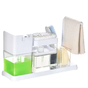 Sabunluk Seti 4 İn 1 Sabun Ve Sünger Tutucu Mutfak Lavabo Bulaşık Yıkama Çok Fonksiyonlu Sabun Kutusu