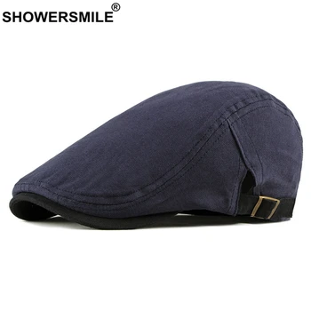 SHOWERSMILE Şapka Erkekler için İngiliz Tarzı Erkek Bere Şapka İlkbahar Yaz Pamuk Düz Kap Vintage erkek Sarmaşık Kap Ayarlanabilir 55-60cm