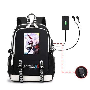 Sıfır İki Sırt Çantası Anime Sevgilim Franxx İçinde Artı Ultra Çok Fonksiyonlu USB Şarj Dizüstü Japon Omuz Unisex Seyahat Çantaları