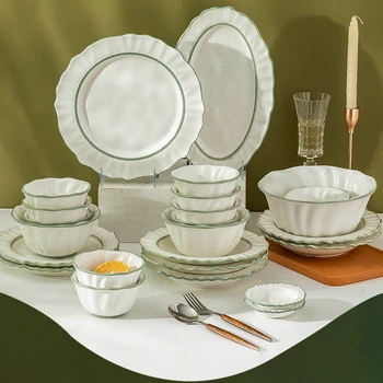 Tatlı Porselen yemek tabakları Set mutfak çanak Çömlek Suşi pişirme plaka setleri Yemek Tam Yemekleri Assiette Kahvaltı Set