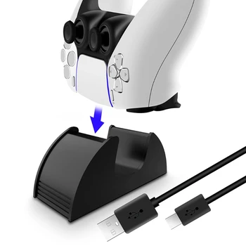 Tek Yuvalı şarj standı İstasyonu Gamepad Şarj şarj kablosu Şarj Cradle PS5 Oyun Kontrolörleri Kolları Kiti