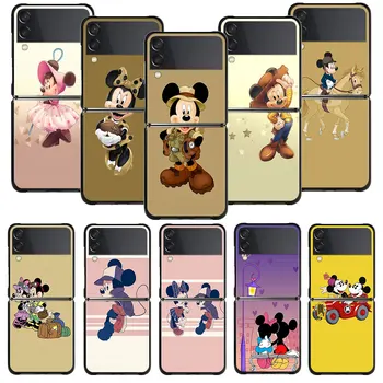 Telefon Kabuk İçin Samsung Galaxy Z Flip 4 Z Flip3 5G Kapak için Galaxy Z Flip Sert PC Çapa Durumda Kovboy Mickey Minnie Mouse
