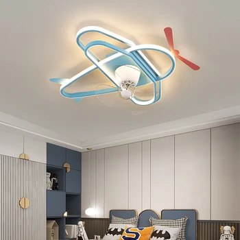 Uçak LED tavan vantilatörü ışıkları Bebek çocuk odası için lamparas de teco Modern LED tavan vantilatörü Lamba Aydınlatma Yemek odası Yatak Odası için