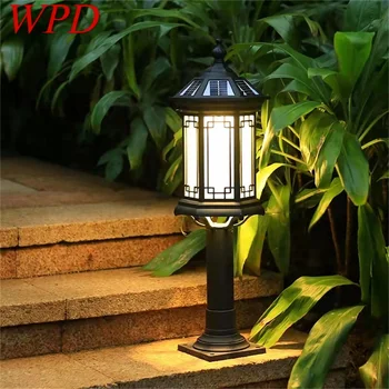 WPD Siyah Güneş çim lambası Açık Retro LED Aydınlatma Su Geçirmez Klasik Ev Villa Yolu Bahçe Güneş