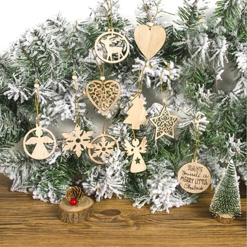 Yaratıcı Hollow Noel Kar Taneleri Ahşap Kolye Süsler Noel Ağacı Süsleme Noel Dekorasyon Çocuklar İçin Hediye