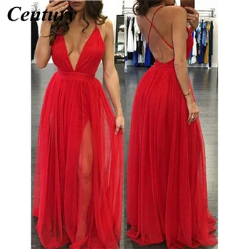 Yüzyıl A-Line Balo Abiye Spagetti Sapanlar Resmi Elbise Kat Uzunlukta Kırmızı Balo Elbise Vestidos Elegantes Para Mujer gece elbisesi