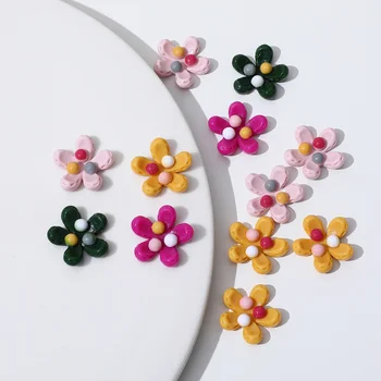 Çocuksu sevimli renk ercik beş yapraklı çiçek telefon kılıfı yama DIY el yapımı saç takı küpe aksesuarları malzemeleri