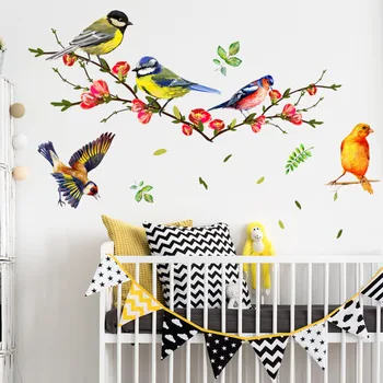 Şube Kuş Karikatür Duvar Kağıdı Antient Edebi Dekor Oturma Odası Yatak Odası Odası Dekorasyon duvar çıkartmaları Kendinden yapışkanlı Duvar Sticker