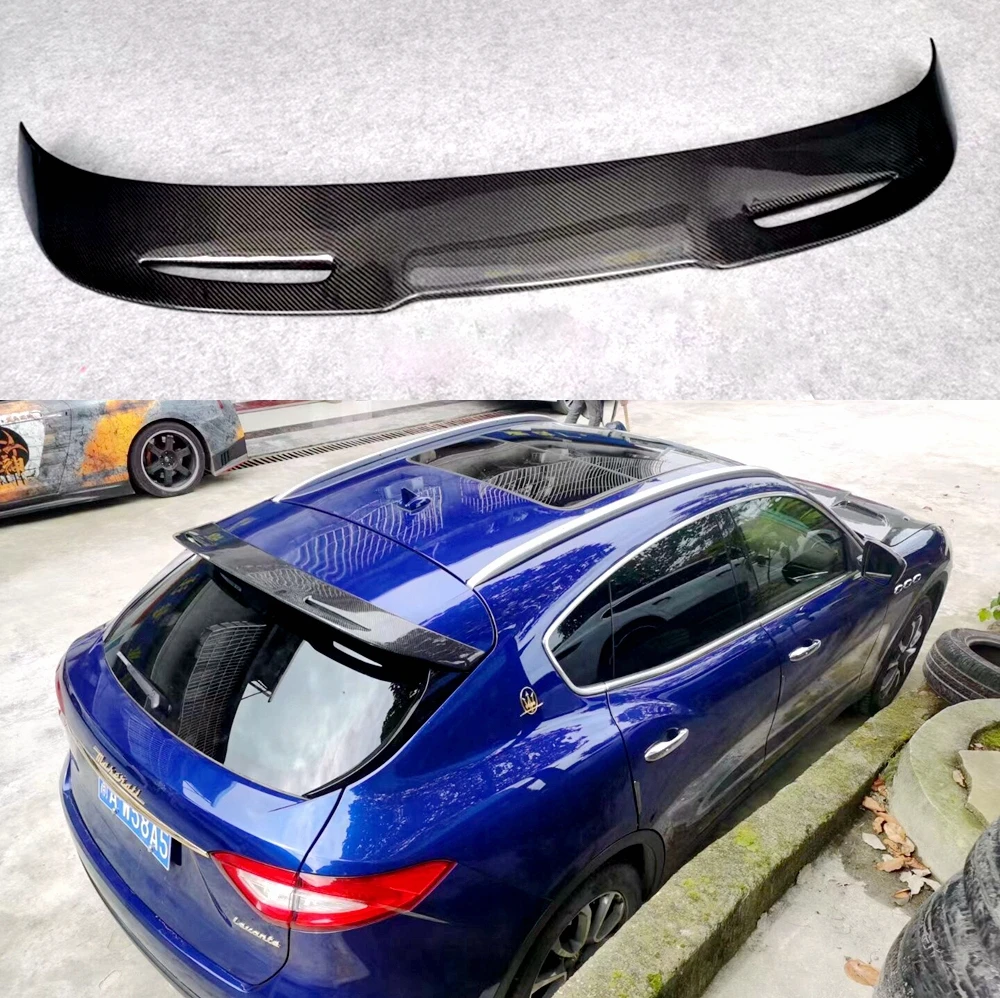 Karbon Fiber Araba Arka Çatı Bagaj Dudak Spoiler Pencere Kanat Dudak Maserati Levante 2016 - 2019 için Karbon Spoiler 0