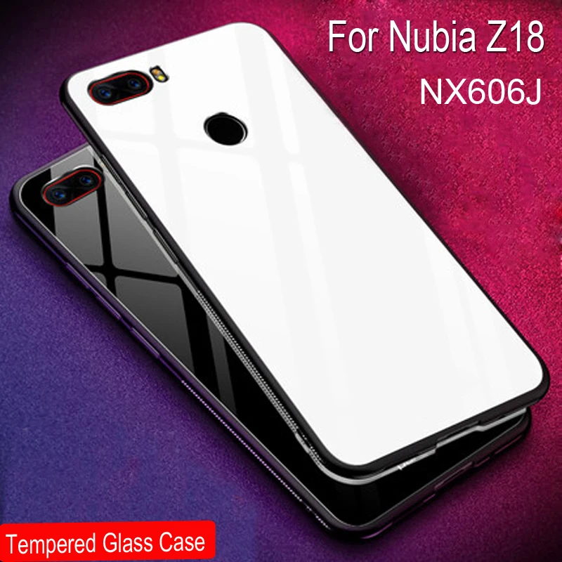 Temperli Cam Nubia Z18 NX606J Degrade Renk arka kapak Nubia Z18 NX606J Yumuşak Silikon Telefon Kılıfları Coque 0