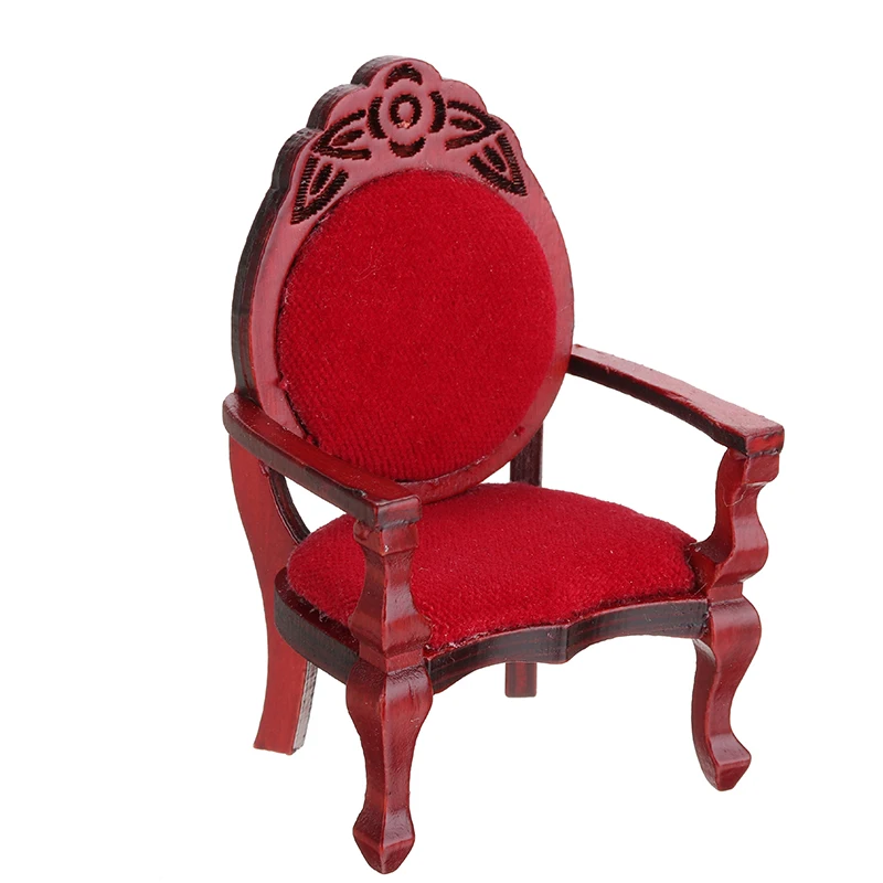 1 adet Vintage Minyatür Ahşap Oyma Sandalye mobilya dekorasyonu İçin 1: 12 Dollhouse Aksesuarları 1