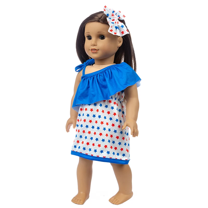 2020 Yeni etek eğimli omuz takım elbise için Uygun Amerikan Kız oyuncak bebek giysileri 18 inç Bebek, noel Kız Hediye(Sadece giysi satmak) 1