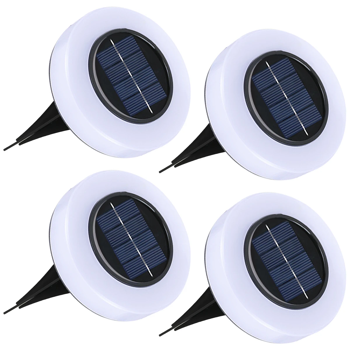 Güneş led ışık 4 adet Güneş zemin aydınlatması 8 LEDs ile Açık güneş enerjili disk ışığı Otomatik AÇIK / KAPALI Güneş Gömülü Lamba IP65 Su Geçirmez Güneş 1
