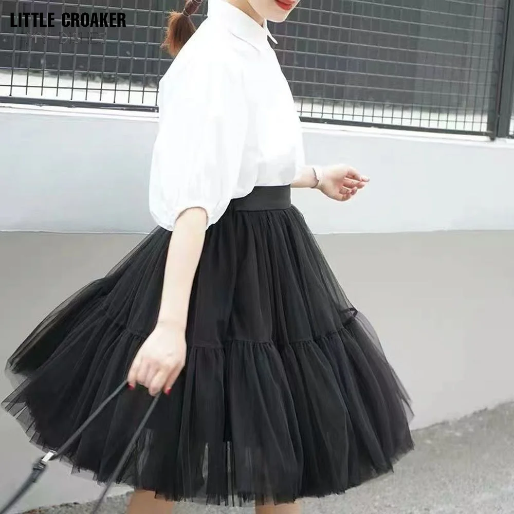 Kadın Lolita Gazlı Bez Y2K Kombinezon Akşam Parti Gotik Jüpon Vintage Elastik Bel Ruffles Kabarık Etek Mini Etek Elbise 1
