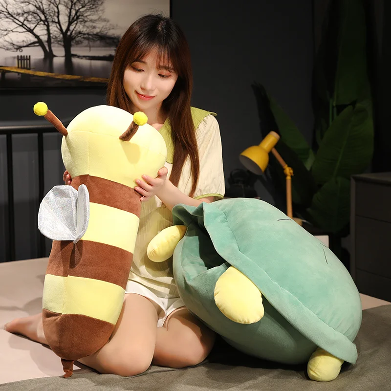 Komik Kaplumbağa ve Arı peluş oyuncak Dolması Yumuşak Kawaii Kaplumbağa Arı Bebek Sevimli Atmak Yastık Minder Çocuk Oyuncakları Doğum Günü noel hediyesi 1