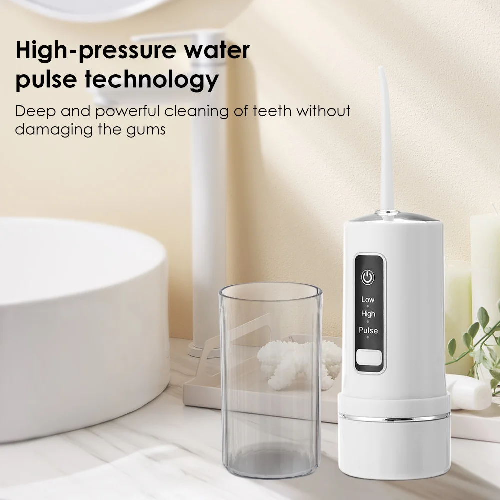 Oral Irrigator Taşınabilir sulu diş ipi USB Şarj Edilebilir su jeti İpi kürdan 4 Jet Ucu 230ml 3 Modları IPX7 1800rpm 1