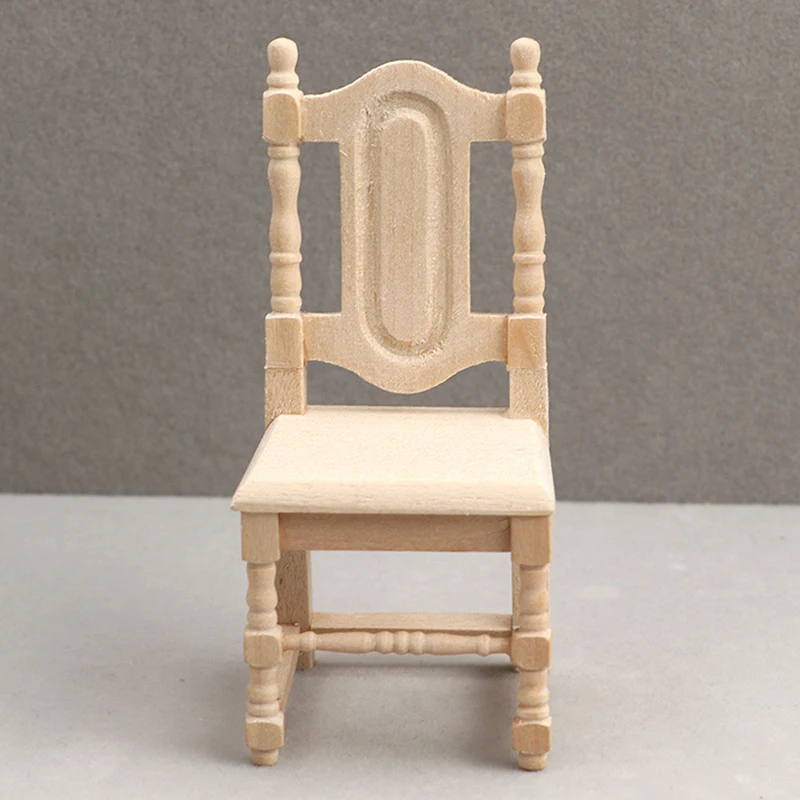 1/12 Bebek Minyatür Mobilya Ahşap Boyasız Mobilya Sandalye Dollhouse Dekor Oyuncak Oyna Pretend Mobilya Oyuncak Çocuk Oyuncak 2