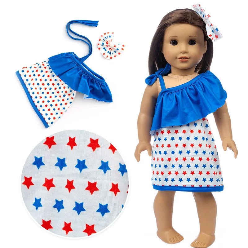 2020 Yeni etek eğimli omuz takım elbise için Uygun Amerikan Kız oyuncak bebek giysileri 18 inç Bebek, noel Kız Hediye(Sadece giysi satmak) 2