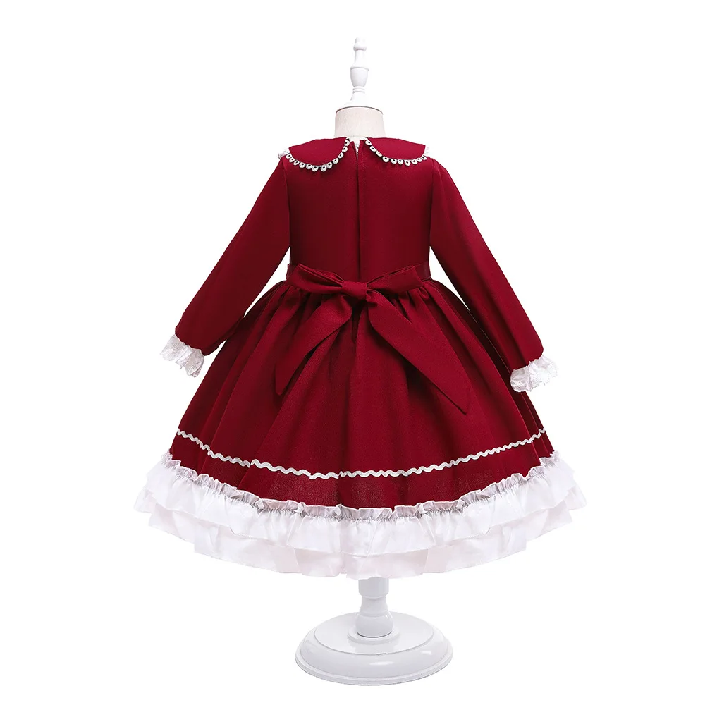 2022 Lolita Prenses Elbiseler kurdele bağı İlmek Elbise Bebek Kız Fırfır Zarif Lüks Elbise Frocks Kızlar İçin 2