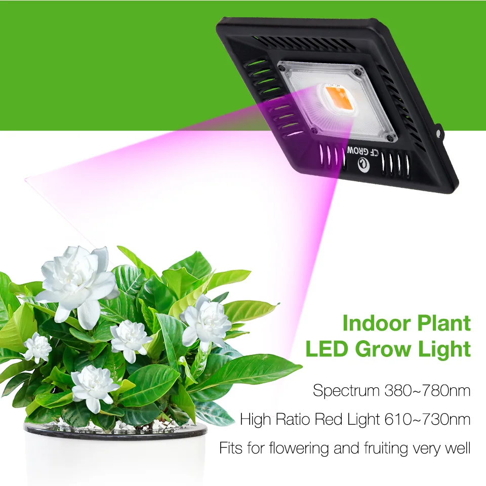 COB Led büyümek ışık Tam spektrum 100W Su Geçirmez IP67 Sebze Çiçek Kapalı Hidroponik sera bitkisi Aydınlatma Lambası 2