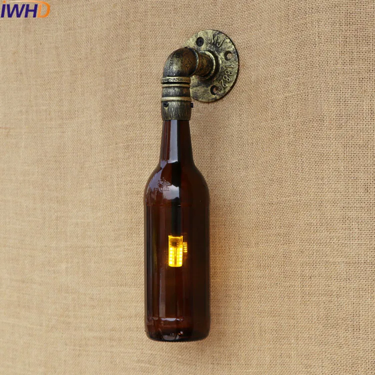 Endüstriyel duvar aplik lamba aydınlatma armatürleri ıle cep saati su borusu lamba loft Edison ışık cam şişe ışıkları LED 220 v 2