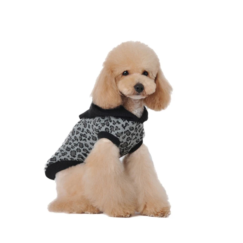 Kazak Kış Sıcak Jersey Orta Köpek Jumper Leopar Kazak Örme Greyhound Giysileri Lüks Moda Küçük Evcil Köpekler için Spitz 2