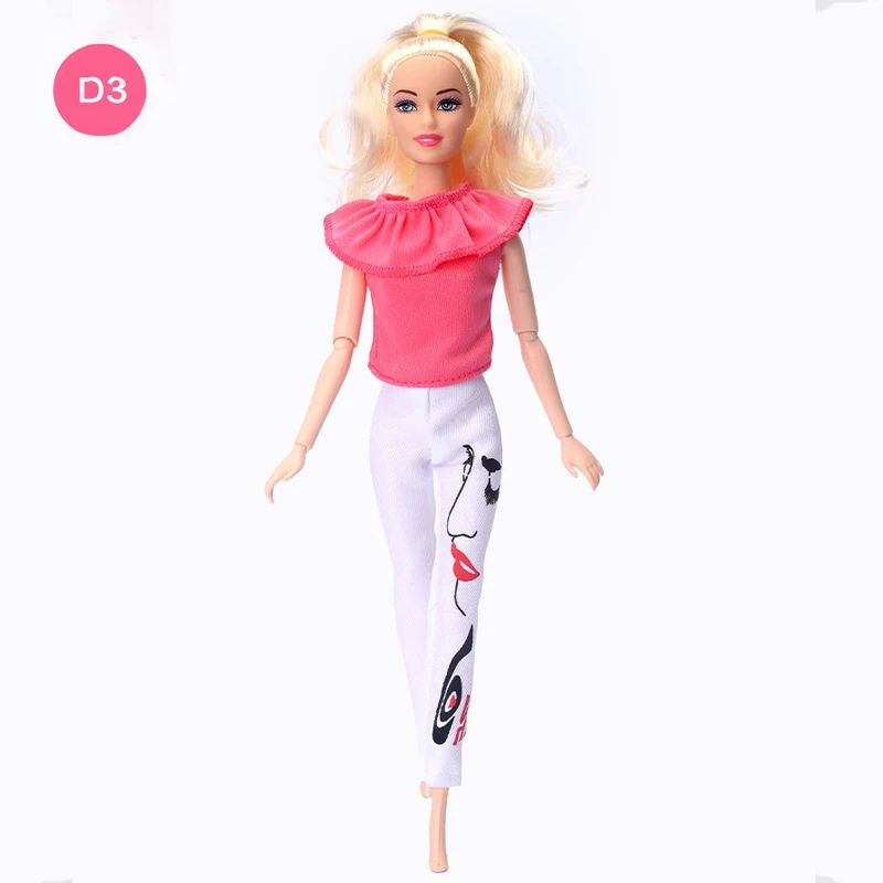 Moda oyuncak bebek giysileri Seti barbie bebek Kıyafetler Gömlek Üstleri Şort Kot Pantolon Moda Bebek Giysileri Dollhouse DIY Oyuncaklar 2