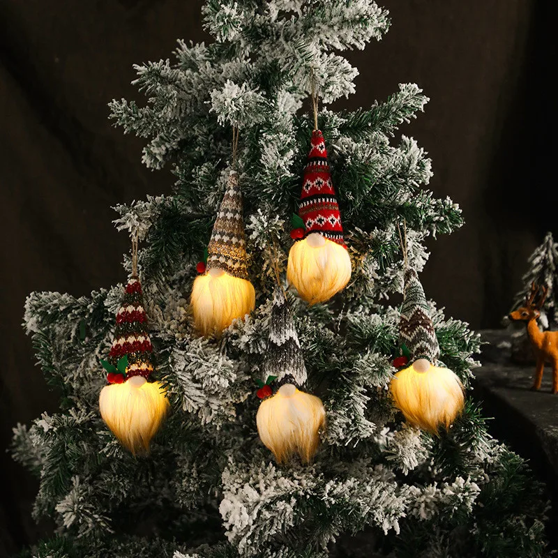 Noel süsler Noel ağacı kolye küçük asılı örme aydınlık meçhul bebek bebek cüce 2
