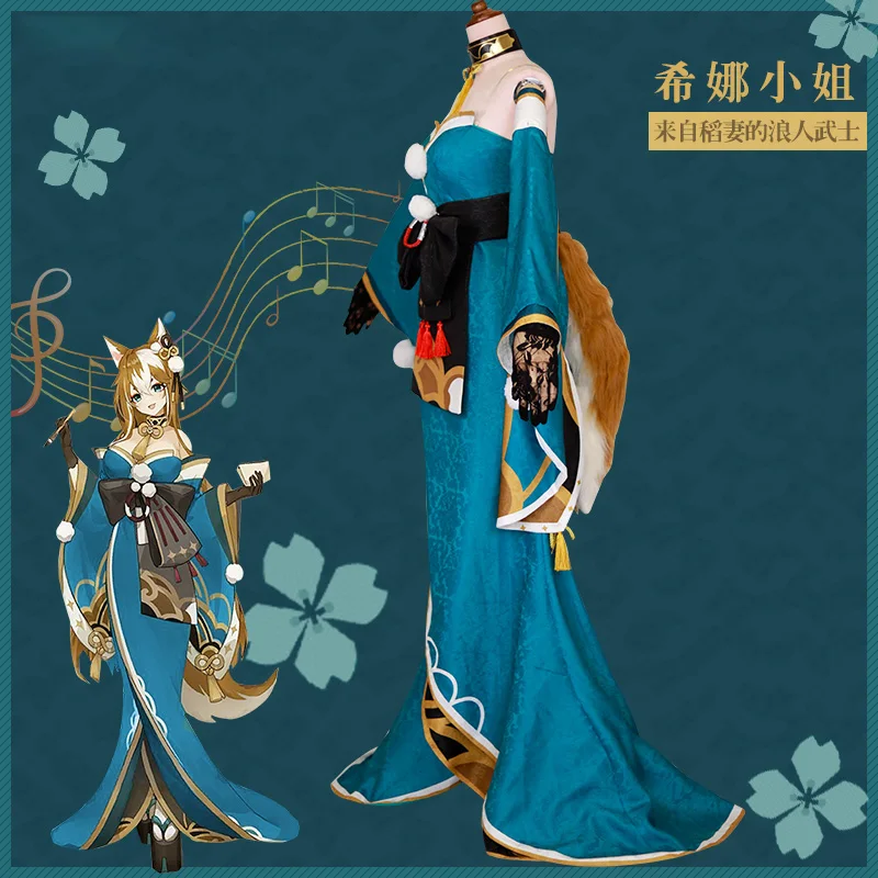 Oyun Genshin Darbe Bayan Hina Cosplay Kostüm Gorou Cinsel Dönüşüm Cosplay Kadın Kimono Cadılar Bayramı Üniforma Custom Made 2