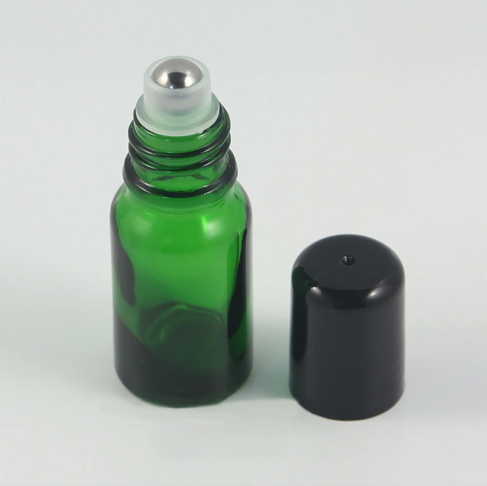 toptan yeşil yuvarlak uçucu yağ cam rolon şişe satılık 10ml küçük taşınabilir Aromaterapi Parfüm kapları 2