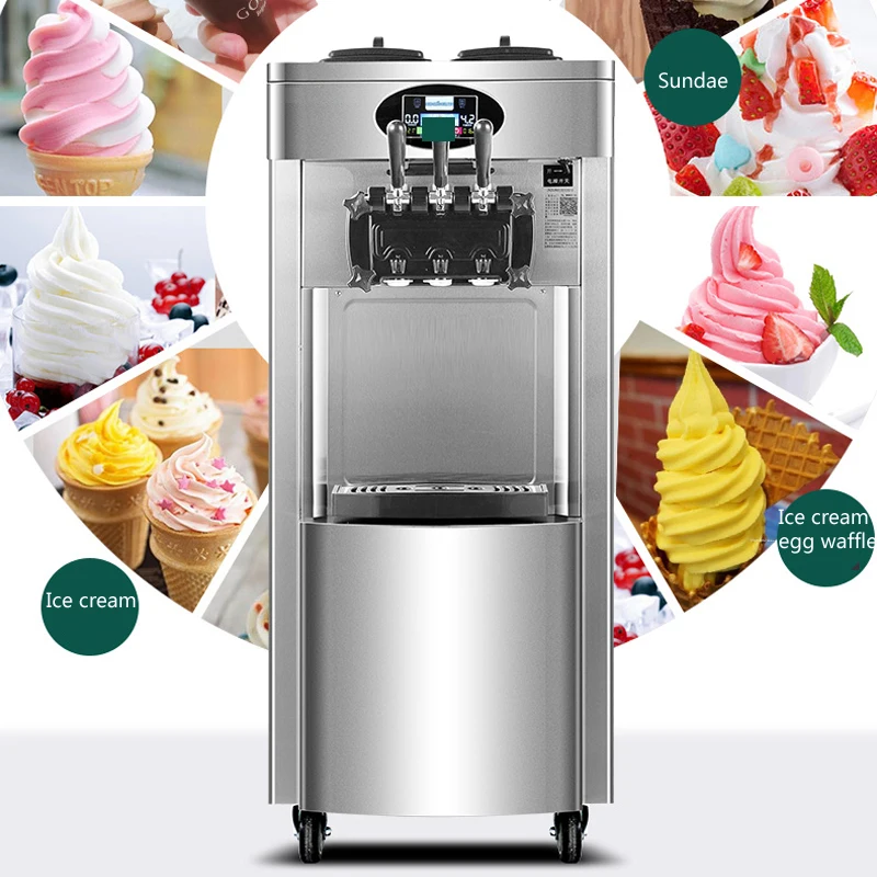 Yumuşak Hizmet Dondurma Makineleri Kompresör 3 Tatlar Otomatik Ticari Kullanım için İçecek Dükkanları Tatlı Konileri Dondurma Ekipmanları 2