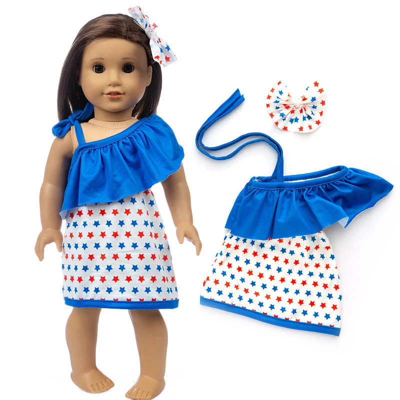 2020 Yeni etek eğimli omuz takım elbise için Uygun Amerikan Kız oyuncak bebek giysileri 18 inç Bebek, noel Kız Hediye(Sadece giysi satmak) 3