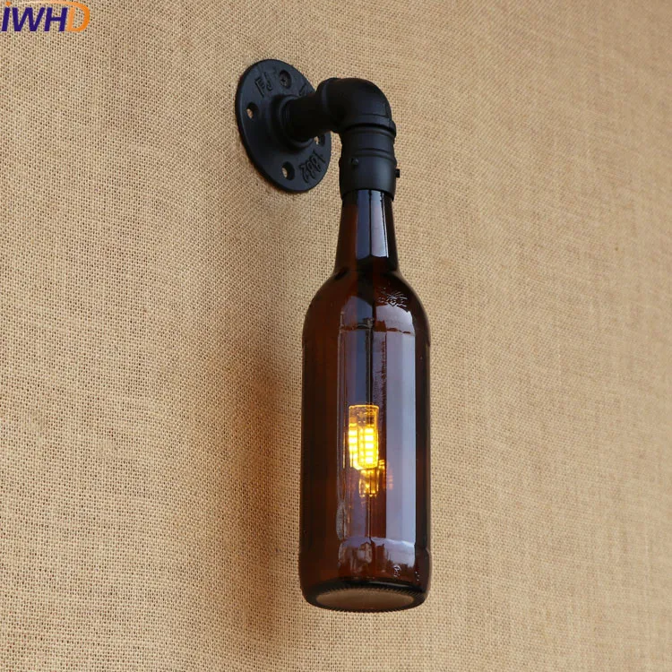Endüstriyel duvar aplik lamba aydınlatma armatürleri ıle cep saati su borusu lamba loft Edison ışık cam şişe ışıkları LED 220 v 3
