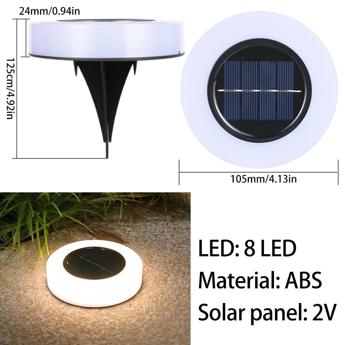 Güneş led ışık 4 adet Güneş zemin aydınlatması 8 LEDs ile Açık güneş enerjili disk ışığı Otomatik AÇIK / KAPALI Güneş Gömülü Lamba IP65 Su Geçirmez Güneş 3