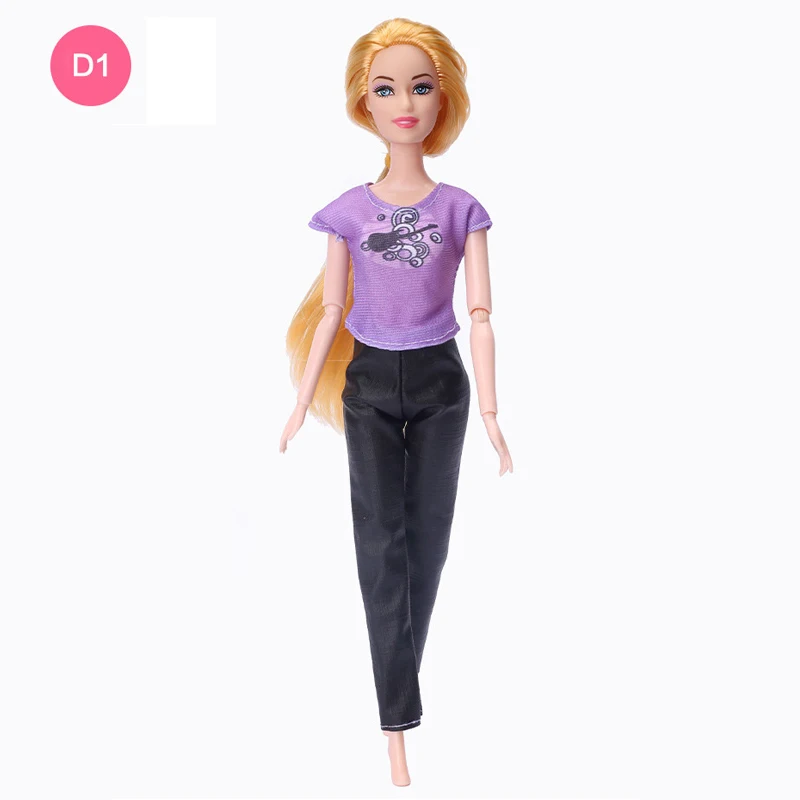 Moda oyuncak bebek giysileri Seti barbie bebek Kıyafetler Gömlek Üstleri Şort Kot Pantolon Moda Bebek Giysileri Dollhouse DIY Oyuncaklar 3