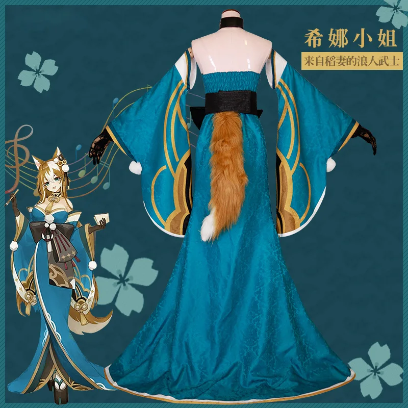 Oyun Genshin Darbe Bayan Hina Cosplay Kostüm Gorou Cinsel Dönüşüm Cosplay Kadın Kimono Cadılar Bayramı Üniforma Custom Made 3