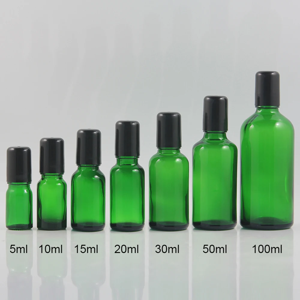 toptan yeşil yuvarlak uçucu yağ cam rolon şişe satılık 10ml küçük taşınabilir Aromaterapi Parfüm kapları 3