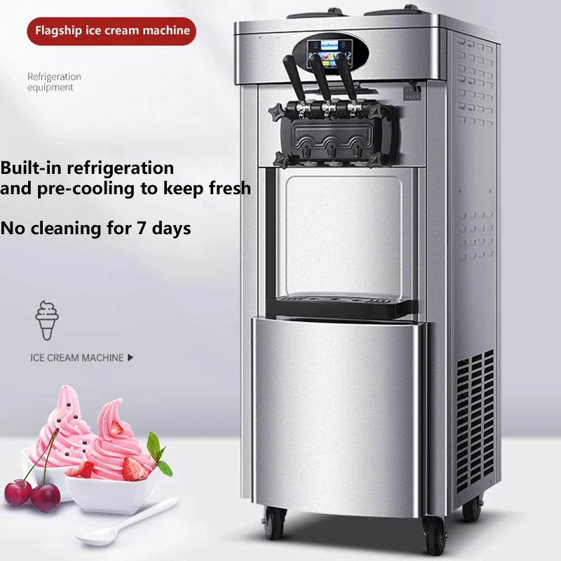 Yumuşak Hizmet Dondurma Makineleri Kompresör 3 Tatlar Otomatik Ticari Kullanım için İçecek Dükkanları Tatlı Konileri Dondurma Ekipmanları 3